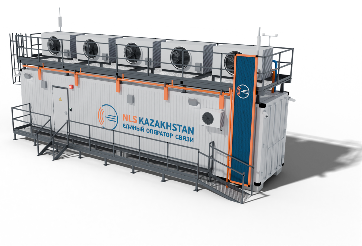Модульный контейнерный ЦОД NLS Kazakhstan с выносными конденсаторами на кровле